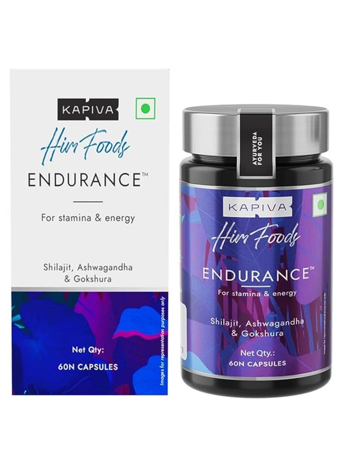 Kapiva Endurance Capsules For Energy | 60 Capsules | 14 Herbs & 7 Bhasmas like Ashwagandha, Shilajit & Gokshura to unlock Peak Performance - Image 1