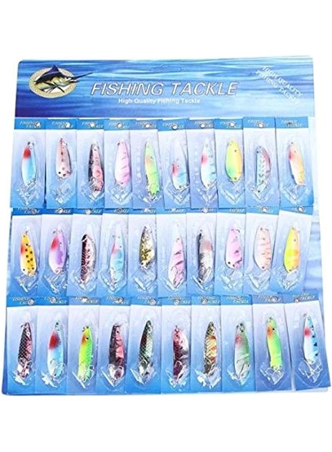 PROMASS 30pcs Kinds of Fishing Lures Assorted Spoon Metal Hooks Baits Tackle 【H9836 】