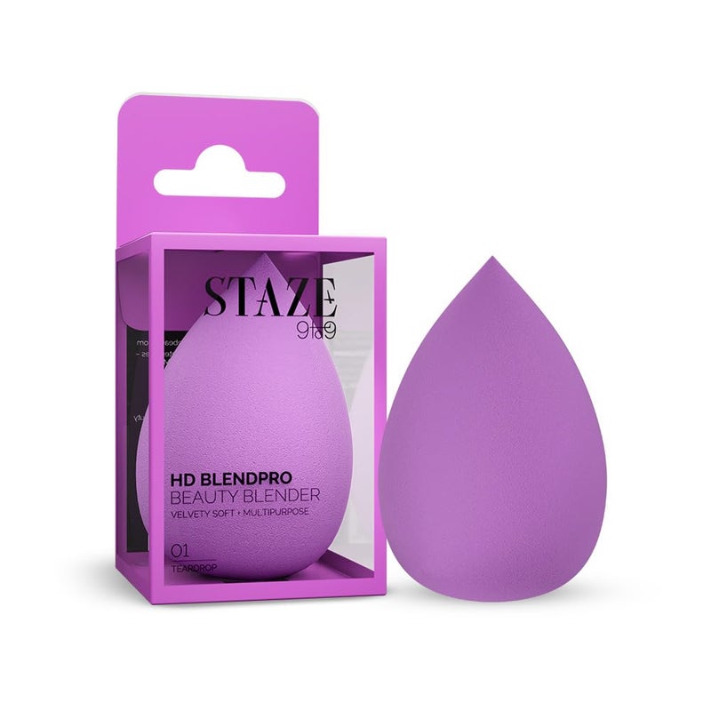 Staze 9to9 HD BlendPro Beauty Blender | Velvety Soft + Multipurpose Makeup Sponge | Reuable Blending Sponge For Loose powder and Foundation | 01 Teardrop - Image 1
