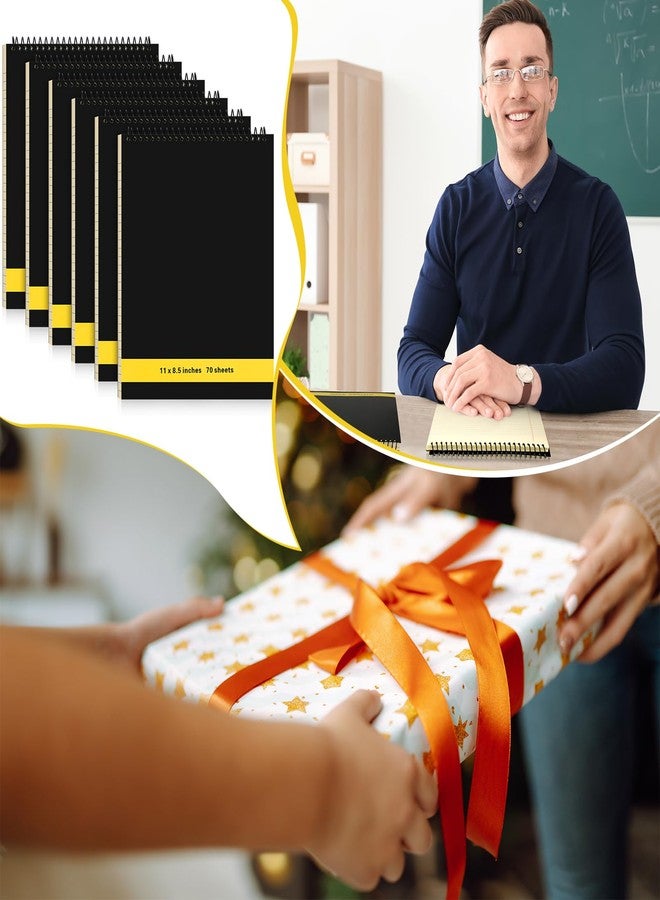 Resurhang مجموعة ريسورهانغ من 6 قطع من دفاتر الملاحظات القانونية ذات الغلاف الحلزوني العلوي، 70 ورقة، دفتر ملاحظات سلكي مزدوج الجوانب مسطر، دفتر مذكرات واختزال مع غلاف خلفي صلب للأعمال (8.5 × 11 بوصة، بدون ثقوب، أصفر) - Image 3