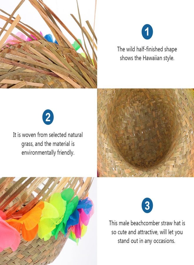 Alipis Hawaii Straw Hat - Beach Summer Straw Caps Beachcomber Farmer Hats for Halloween Party Costumes Accessories Girls Womens or Boys - Image 5