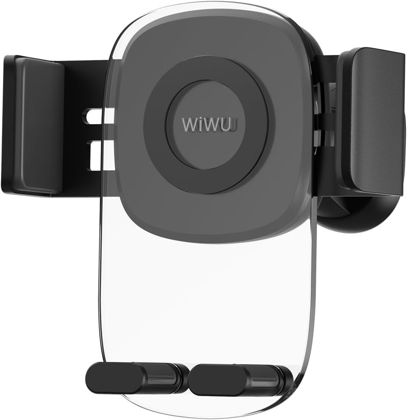 WiWU CH008 Mini Car Phone Holder – 360° Rotatable, Lightweight Air Vent Mount for 4–6.7 Inch Smartphones, Secure Fixed Position – Semi-Transparent Black