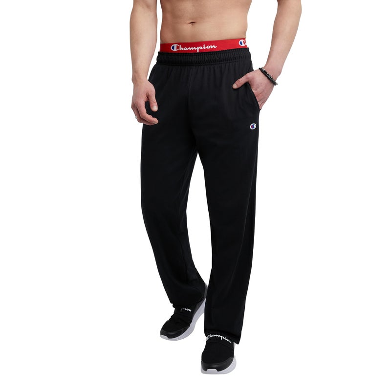 Champion Men's Everyday Open Hem Cotton Pants, 32.5" Inseam, Cotton Knit Pants Left Hip "C" Logo, Open Hem Jersey Pants - Image 1