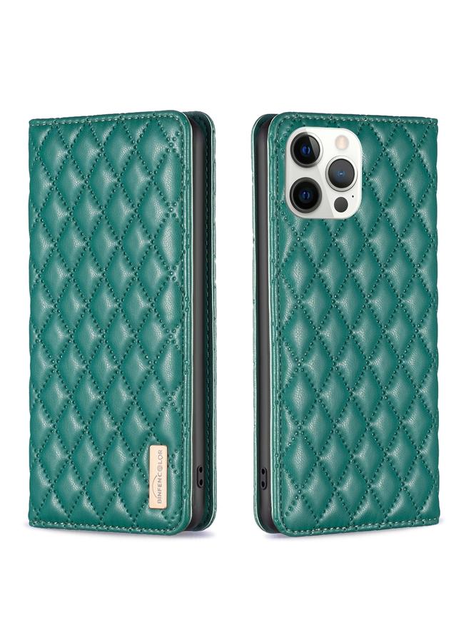Zaboon Case For iPhone 12 Pro Max Diamond Lattice Magnetic Leather Flip Phone Case - Image 1