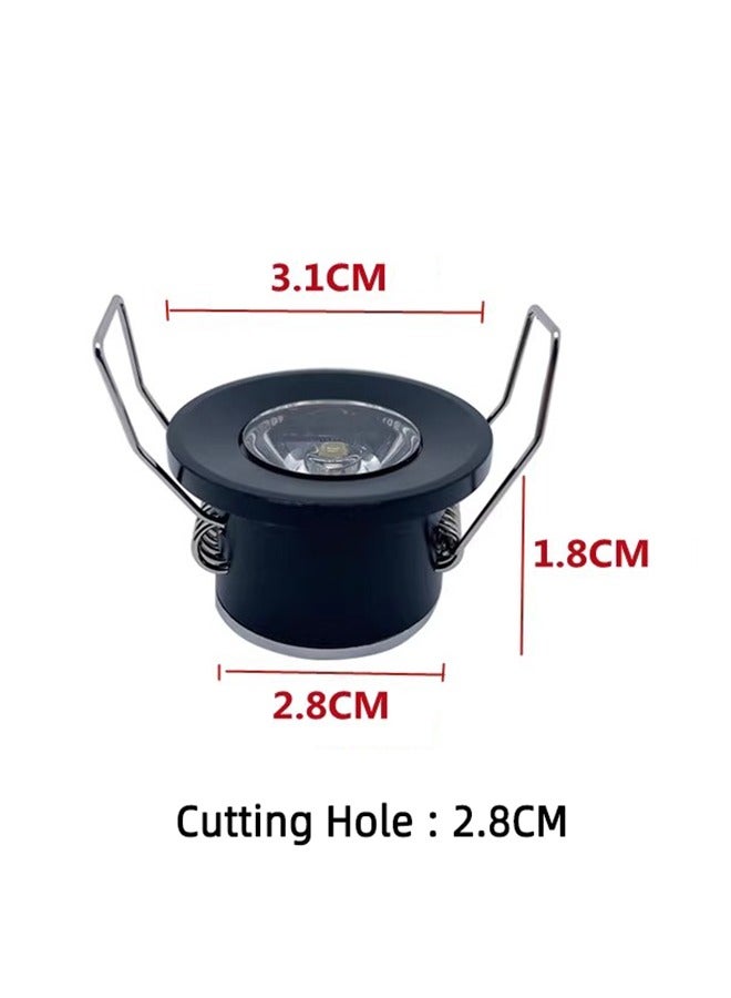أضواء سبوت LED صغيرة 3 وات، فتحة صغيرة AC110-220V لسقف المنزل، خزانة الملابس، خزانة النبيذ، ضوء صغير للأعمال الفنية، المكتب، المتجر (لون أسود، 3000 كلفن أبيض دافئ) عبوة من قطعتين - Image 3