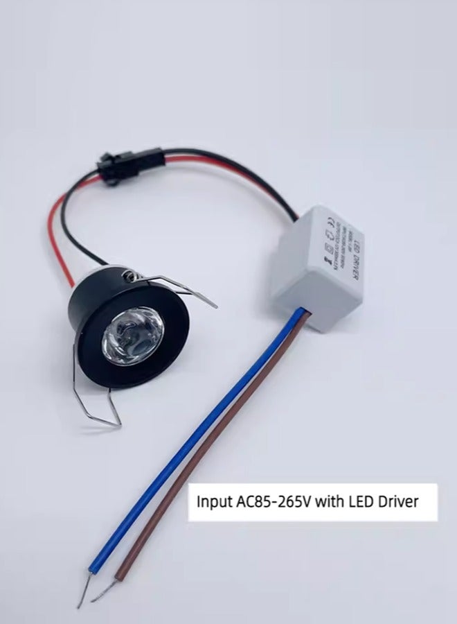 أضواء سبوت LED صغيرة 3 وات، فتحة صغيرة AC110-220V لسقف المنزل، خزانة الملابس، خزانة النبيذ، ضوء صغير للأعمال الفنية، المكتب، المتجر (لون أسود، 3000 كلفن أبيض دافئ) عبوة من قطعتين - Image 5