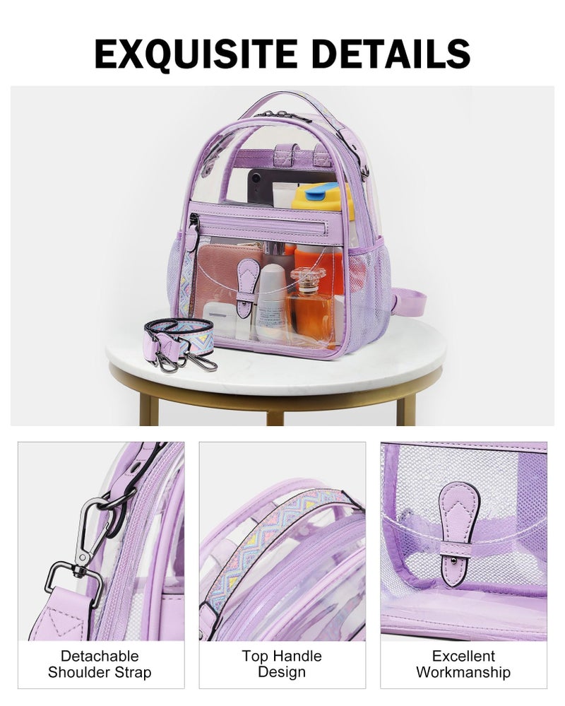 FADEON Clear Small Backpack Purse for Women, Designer Transparent Shoulder Handbag, PVC Mini Clear Bag for Stadium Approved - Image 5