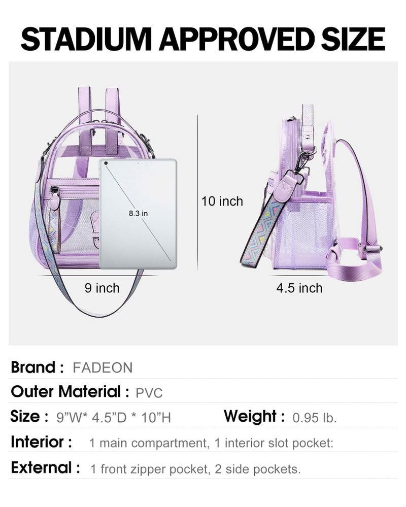 FADEON Clear Small Backpack Purse for Women, Designer Transparent Shoulder Handbag, PVC Mini Clear Bag for Stadium Approved - Image 3