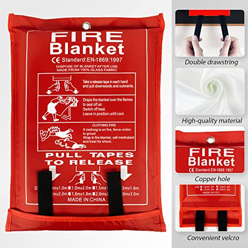 FLASLD Large Fire Blanket for Home and Kitchen, 6 ft x 8 ft Fiberglass Welding Blanket Emergency for People, Flame Retardant Protection and Heat Insulation - Image 4