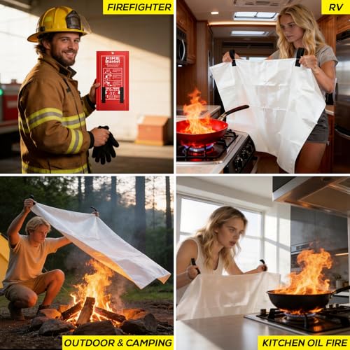 FLASLD Large Fire Blanket for Home and Kitchen, 6 ft x 8 ft Fiberglass Welding Blanket Emergency for People, Flame Retardant Protection and Heat Insulation - Image 3