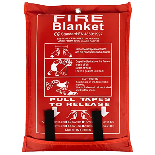FLASLD Large Fire Blanket for Home and Kitchen, 6 ft x 8 ft Fiberglass Welding Blanket Emergency for People, Flame Retardant Protection and Heat Insulation - Image 1
