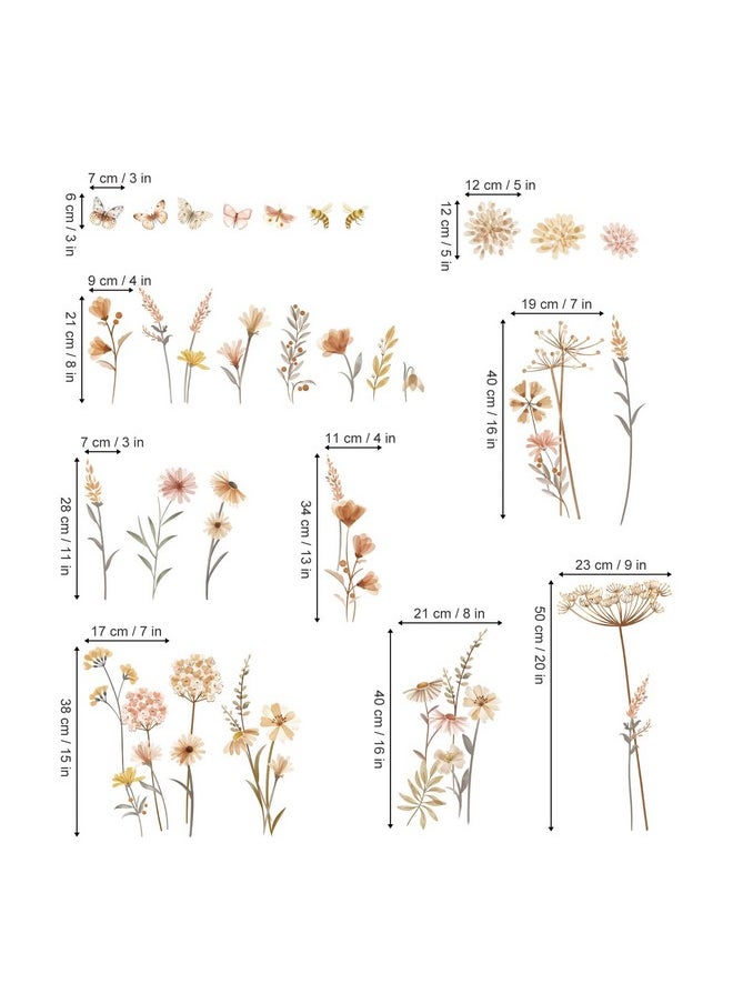 decalmile - Boho Flower Wall Decals Wildflower Floral Dandelion Grass Wall Stickers Baby Nursery Girls Bedroom Kids Room Wall Decor - Image 1