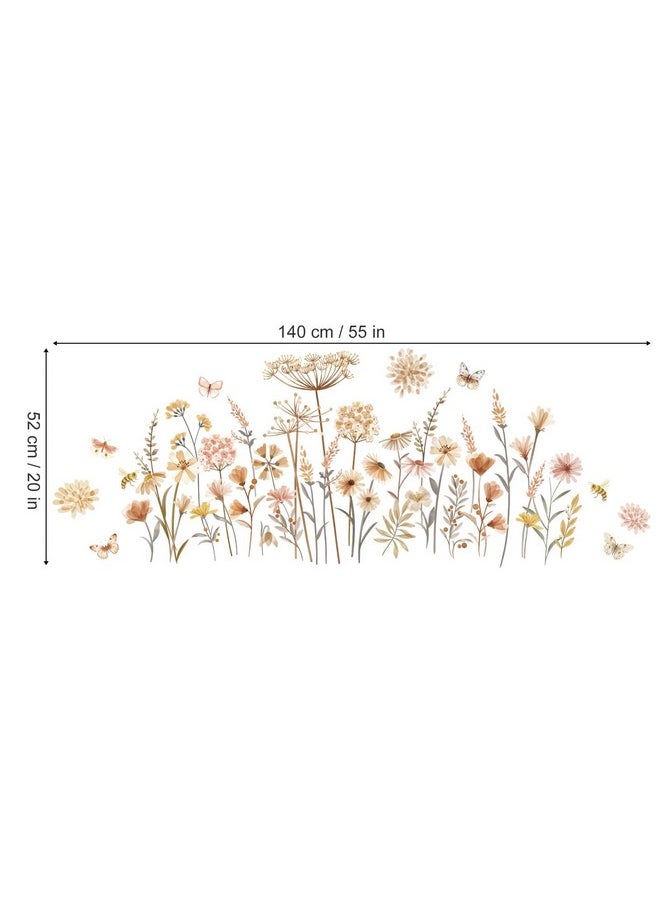 decalmile - Boho Flower Wall Decals Wildflower Floral Dandelion Grass Wall Stickers Baby Nursery Girls Bedroom Kids Room Wall Decor - Image 1