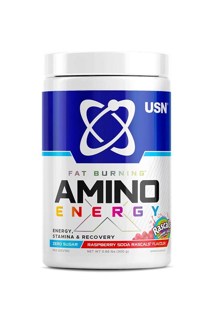 USN Fat Burning Amino Energy 300g Raspberry Soda Rascals Flavor