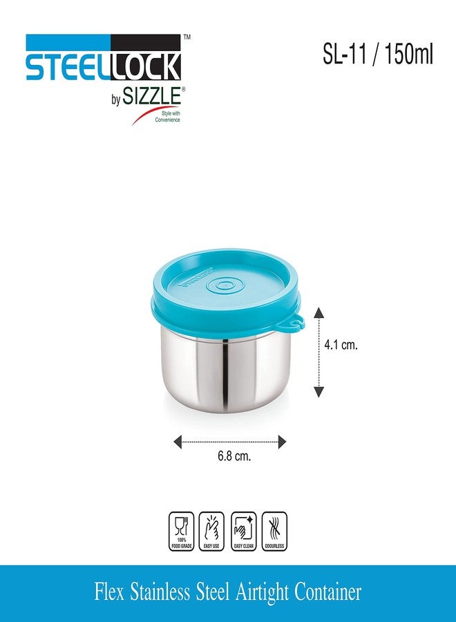 STEELLOCK Stainless Steel Airtight Container | Leak Proof Container/Storage/Lunch Box with Lid | BPA Free, Durable & Rust-Proof | SL-11-set of 4, 120ml each, Turquoise - Image 4