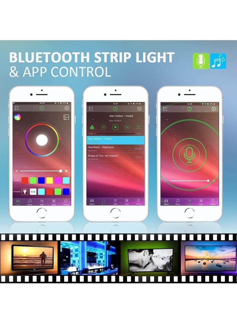 VIUAUAX RGB LED Strip Lights for bedroom,TV LED Backlights 3M/9.8FT LED Strip Lights with Bluetooth APP Control for 40-60 inch TV,Waterproof, 16 Million Colors, Music Sync Color Changing + Timing Function, Adapter USB Powered, Perfect LED lights for Bedroom, TV, Desktop PC, Fish Tank Decoration. Ramadan Decoration Light, Ramadan Lighting - Image 5