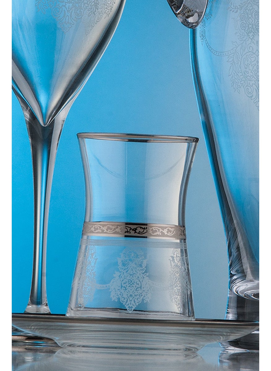 Royal Home - Roya Home Drape Platinum 12 Piece Tea Glass Set for 6 People - Image 1