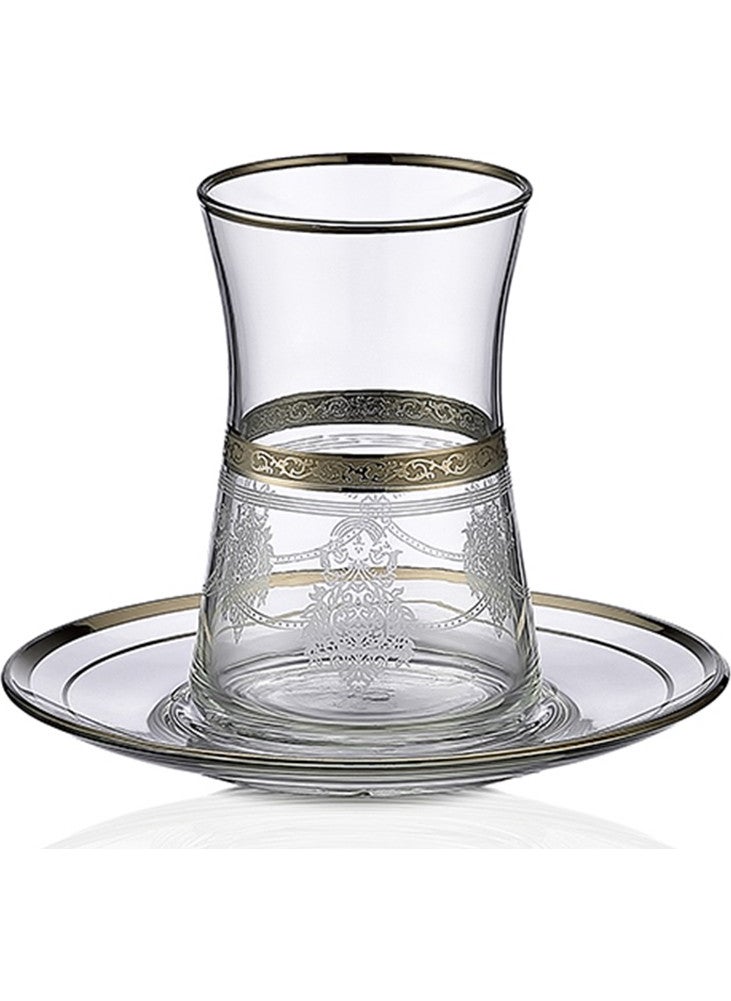 Royal Home - Roya Home Drape Platinum 12 Piece Tea Glass Set for 6 People - Image 1