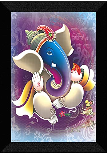 SAF Modern Art 'Ganesha UV Textured Framed Painting 28 cms X 35.5 cms SANFK152(Multicolor,Abstract;Religious;Figures;Floral) - Image 1