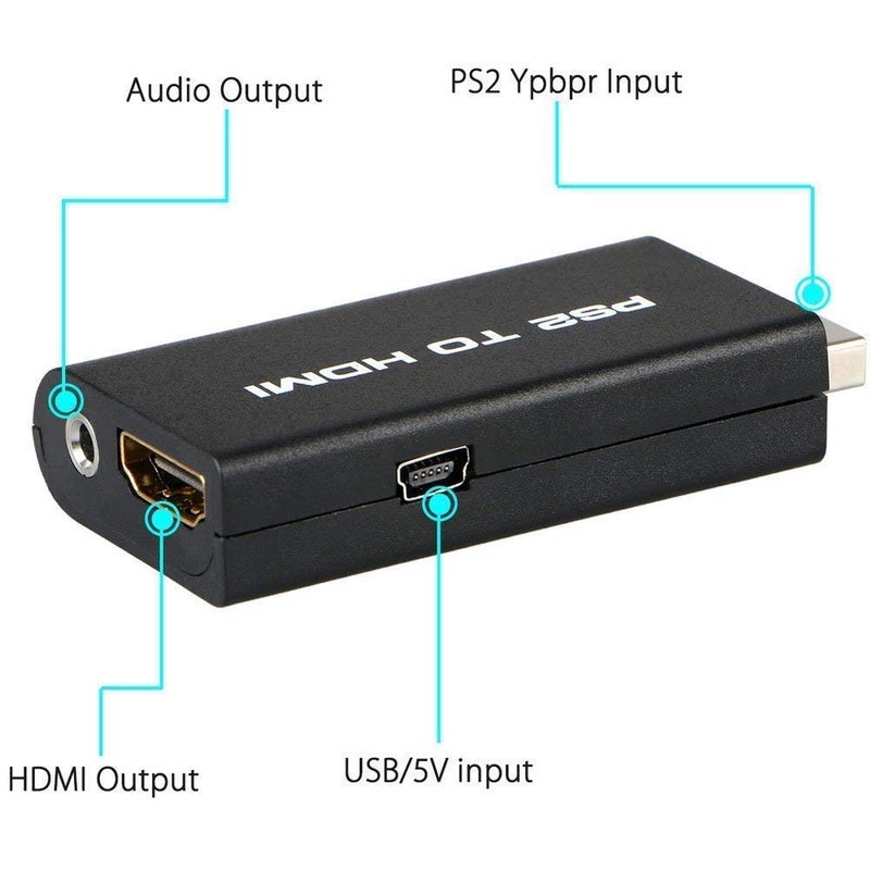 Tobo محول صوت وفيديو PS2 إلى HDMI 480i/480p/576i مع مخرج صوت 3.5 مم يدعم أوضاع عرض PS2 (أسود)(TD-313GA) - Image 2