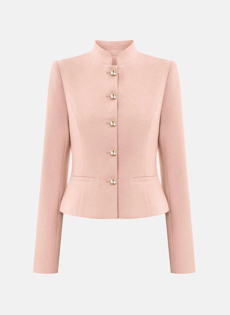 Lichi Straight jacket with stand-up collar and large buttons