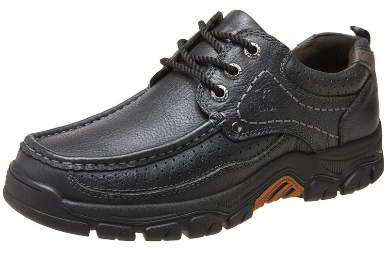 CAMEL CROWN Men Casual Shoes Loafers Comfortable Walking Shoes Oxford for Work Dress Travel-Lace up(Black,9.5 - Image 1
