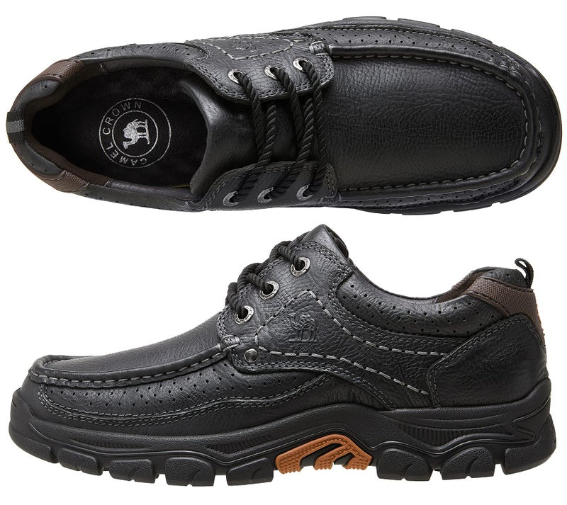 CAMEL CROWN Men Casual Shoes Loafers Comfortable Walking Shoes Oxford for Work Dress Travel-Lace up(Black,9.5 - Image 2