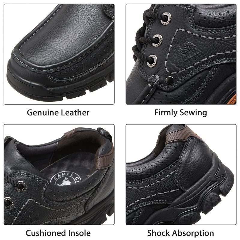 CAMEL CROWN Men Casual Shoes Loafers Comfortable Walking Shoes Oxford for Work Dress Travel-Lace up(Black,9.5 - Image 5