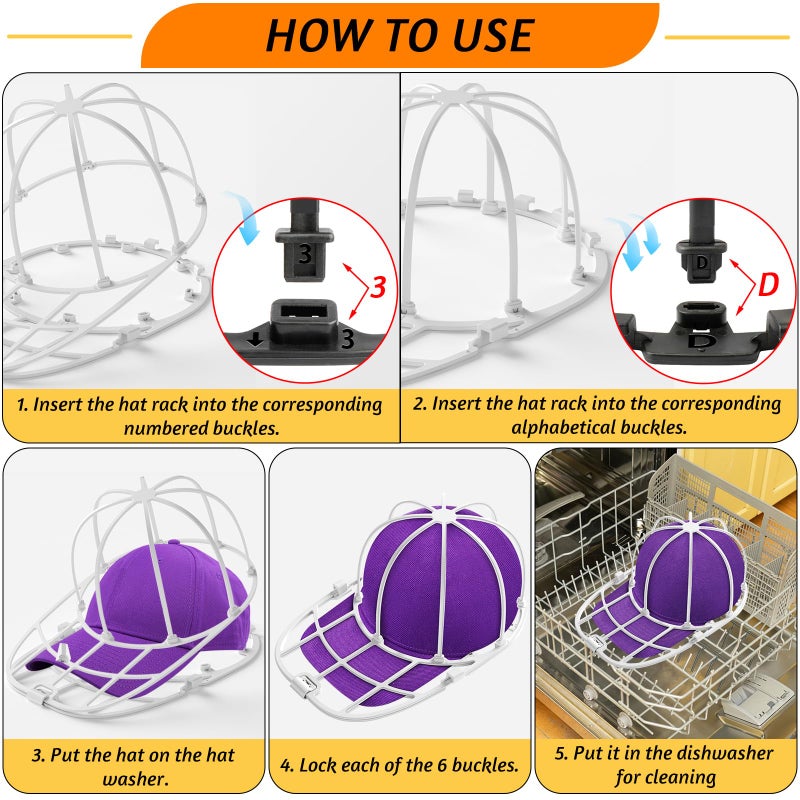 Haiou 2 Pack Hat Washer Cage for Baseball Caps, Adult and Kid's Ball Caps, White - Image 5