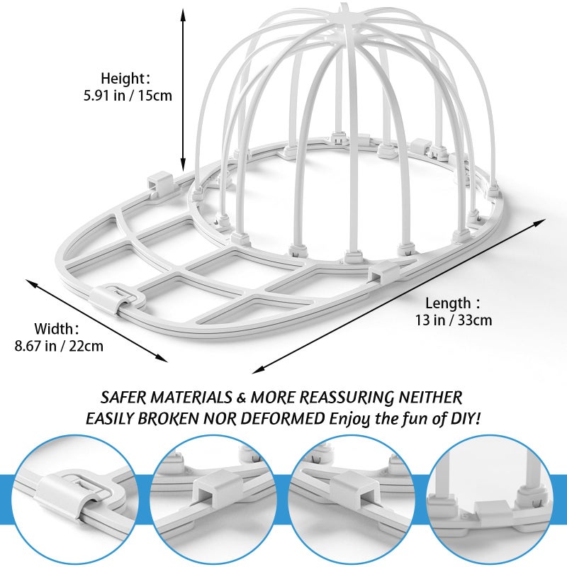 Haiou 2 Pack Hat Washer Cage for Baseball Caps, Adult and Kid's Ball Caps, White - Image 2