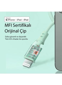 omars USB-C To MFI Lightning iPhone Silicone Pd Fast Charging Cable Green  - Image 2