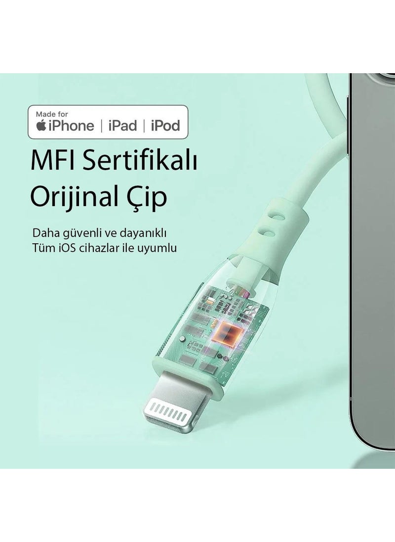 omars - USB-C To MFI Lightning iPhone Silicone Pd Fast Charging Cable Green - Image 1