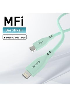 omars USB-C To MFI Lightning iPhone Silicone Pd Fast Charging Cable Green  - Image 3