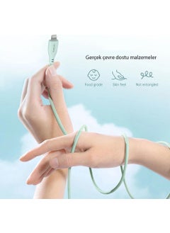 omars USB-C To MFI Lightning iPhone Silicone Pd Fast Charging Cable Green  - Image 4