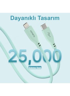 omars USB-C To MFI Lightning iPhone Silicone Pd Fast Charging Cable Green  - Image 5