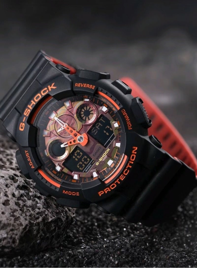 Casio G-Shock Men's Resin Sports Watch - Orange Dial Hands - GA-100BR-1A - Image 1
