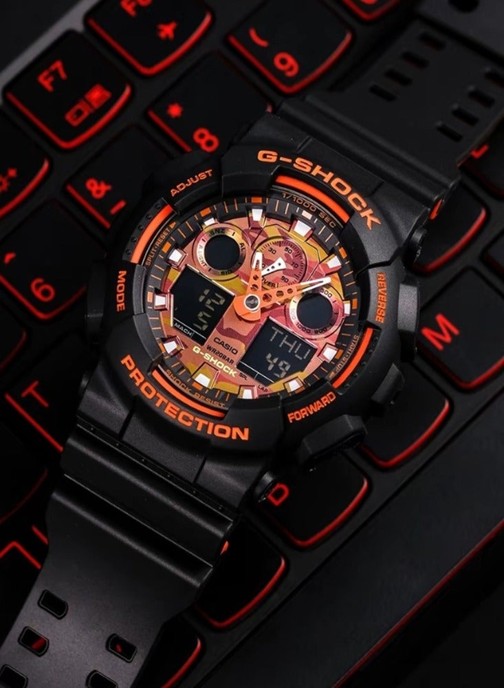 Casio G-Shock Men's Resin Sports Watch - Orange Dial Hands - GA-100BR-1A - Image 5