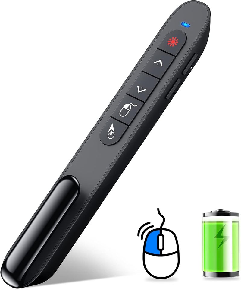 Dino Strike Wireless Presenter Remote with Air Mouse Control, Rechargeable USB Presentation Clicker PPT Pointer RF 2.4GZ PowerPoint Clicker Slide Advancer for Computer Laptop Mac - Image 1