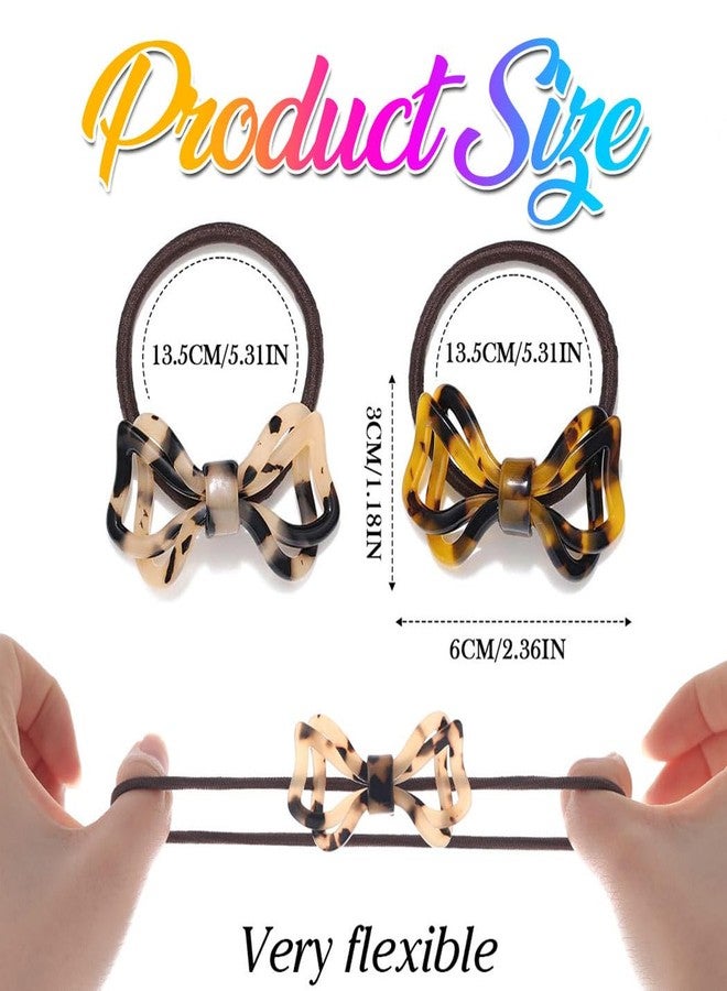 CAKURE Bow Hair Ties Tortoise Shell Ponytail Holder Bow Hair Accessories for Women and Girls (Pack of 2) - Image 2