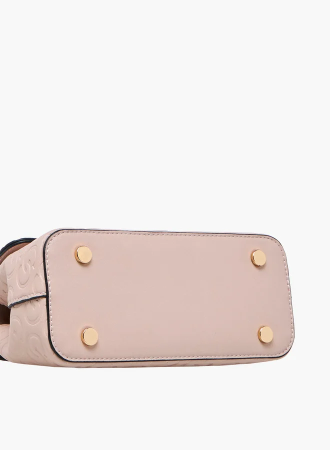 Celeste Monogram Embossed Crossbody Bag with Detachable Strap and Twist Lock Closure