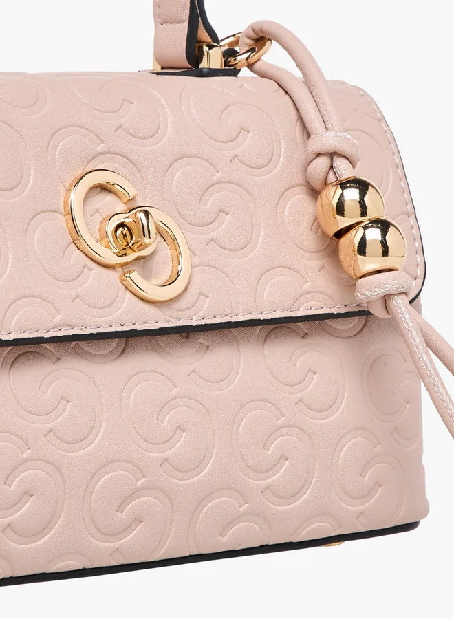 Celeste Monogram Embossed Crossbody Bag with Detachable Strap and Twist Lock Closure