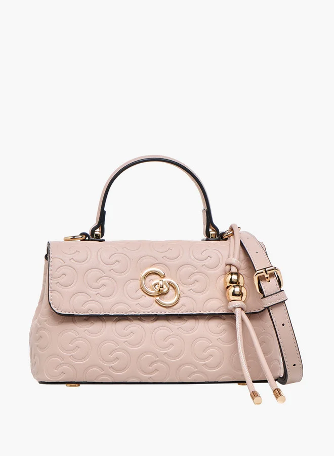 Celeste Monogram Embossed Crossbody Bag with Detachable Strap and Twist Lock Closure