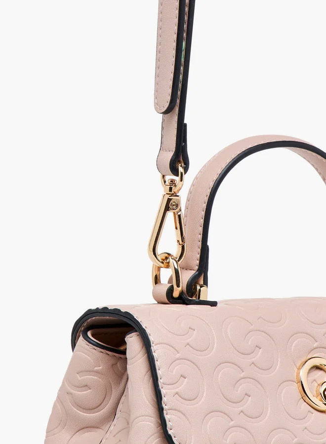 Celeste Monogram Embossed Crossbody Bag with Detachable Strap and Twist Lock Closure