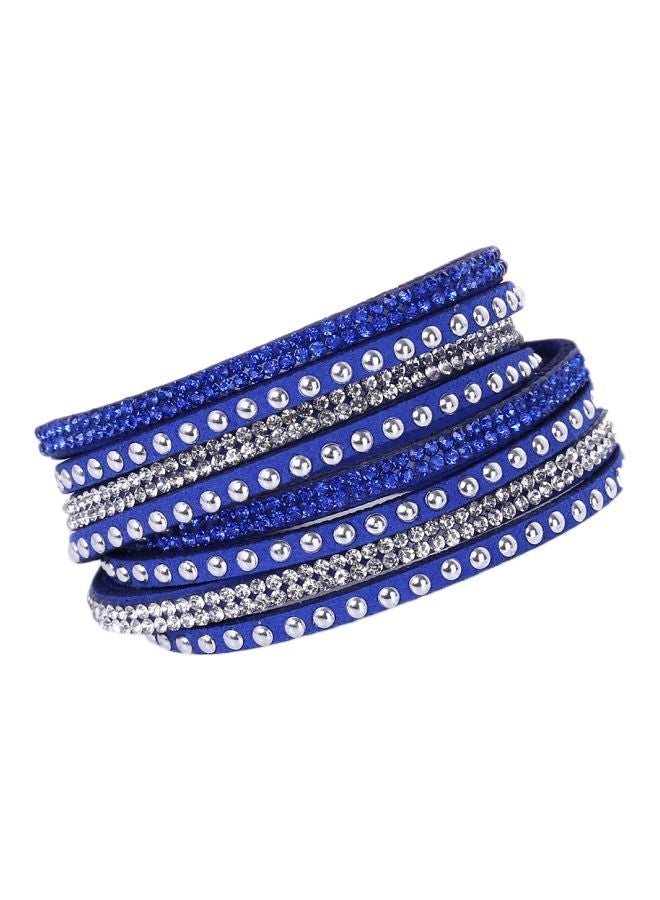 NIBEMINENT Leather Stone Studded Woven Bracelet