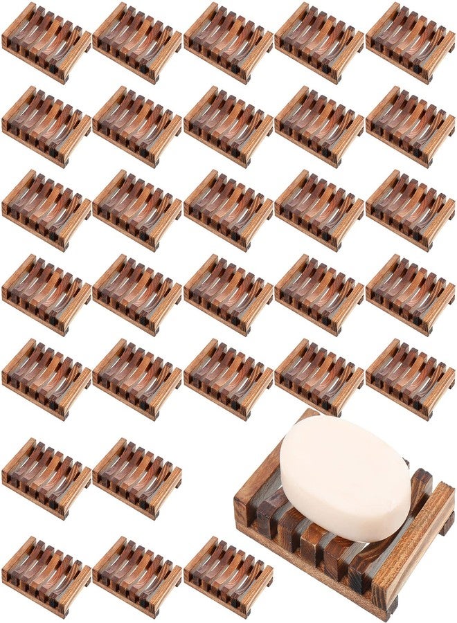 Skylety 50 Pieces Wooden Shower Soap Dish Bulk Soap Holder Savers Draining Tray Case Stand for Bathroom Kitchen Travel Sponge Shampoo Sink, 4.5 x 3.1 x 0.9 Inches (Brown Color) - Image 1
