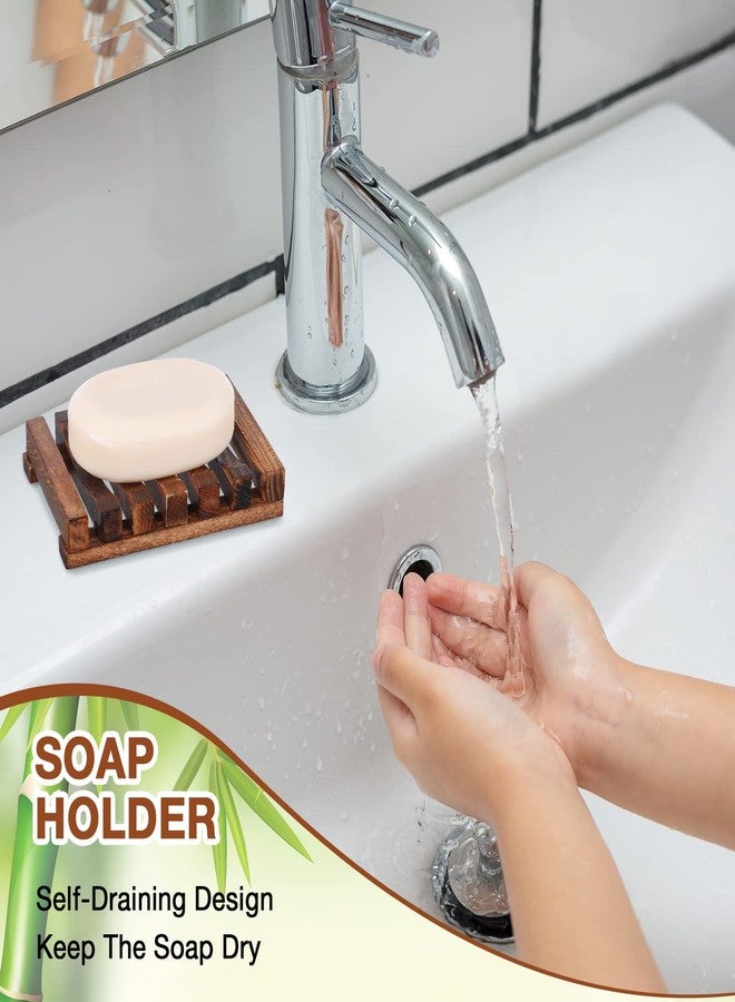 Skylety 50 Pieces Wooden Shower Soap Dish Bulk Soap Holder Savers Draining Tray Case Stand for Bathroom Kitchen Travel Sponge Shampoo Sink, 4.5 x 3.1 x 0.9 Inches (Brown Color) - Image 3