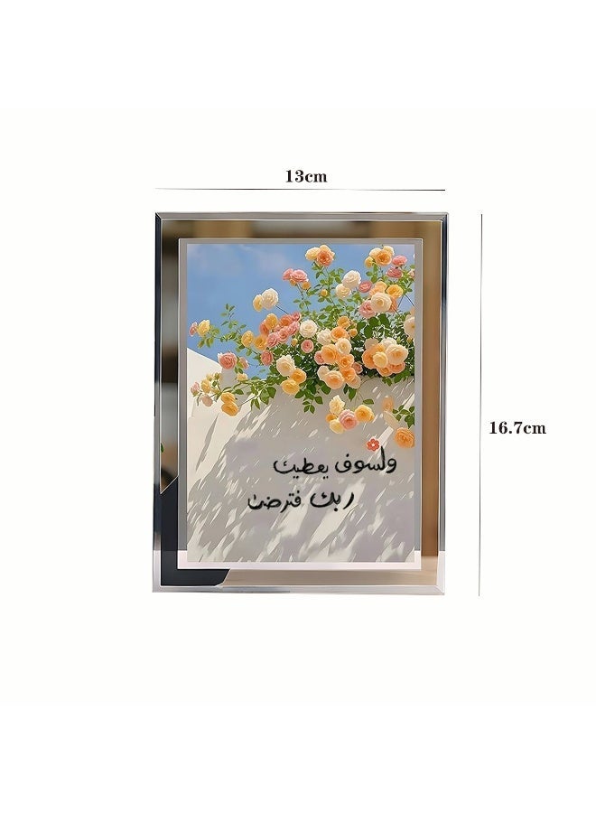 Hoasis Abletop Photo Glass Frame, Formats  with stand,Picture Frame,16.7x13cm clear picture frameBouquet and blessing design, Ideal Gift - Image 5