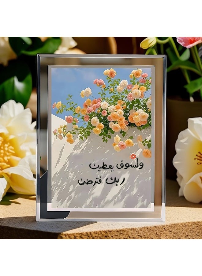 Hoasis Abletop Photo Glass Frame, Formats  with stand,Picture Frame,16.7x13cm clear picture frameBouquet and blessing design, Ideal Gift - Image 4