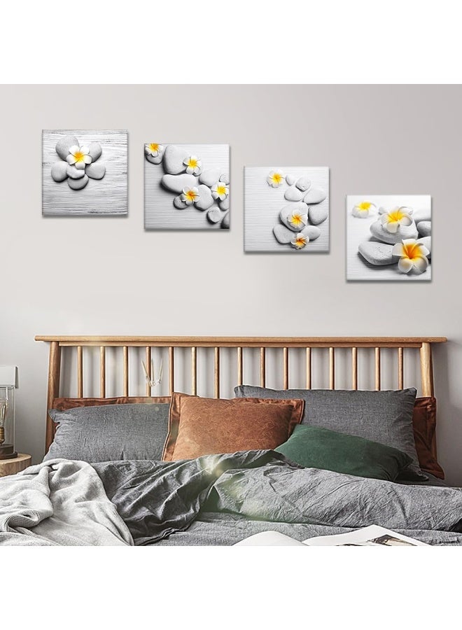 Artscope 4 Parts Canvas Print – Yellow Stones and Flowers on Canvas Wall Decoration for Bedroom - Image 5