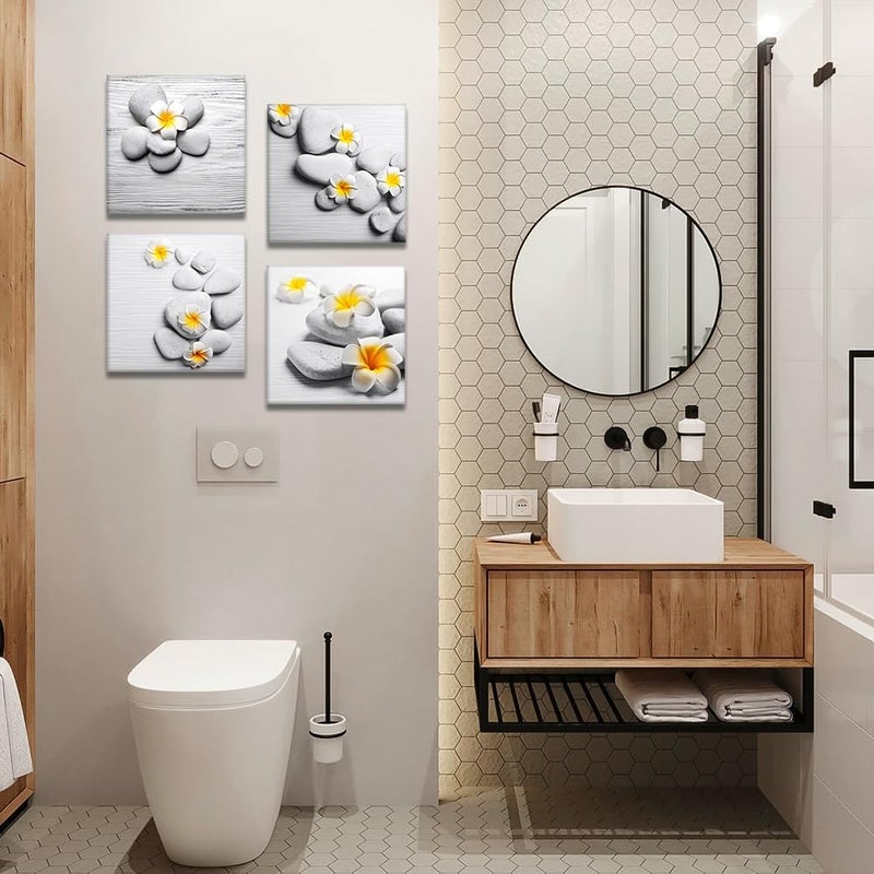 Artscope 4 Parts Canvas Print – Yellow Stones and Flowers on Canvas Wall Decoration for Bedroom - Image 3